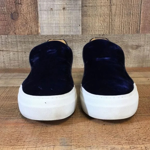 Buscemi Blue Leather Velvet Slip On Sneakers Womens 39 9 Shoes Mens 6 Designer - Picture 2 of 13